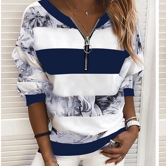 Tops - Women’s striped blouse. Medium. 65%cotton 35%poly. NWOT Cute! Loose fit! 💕